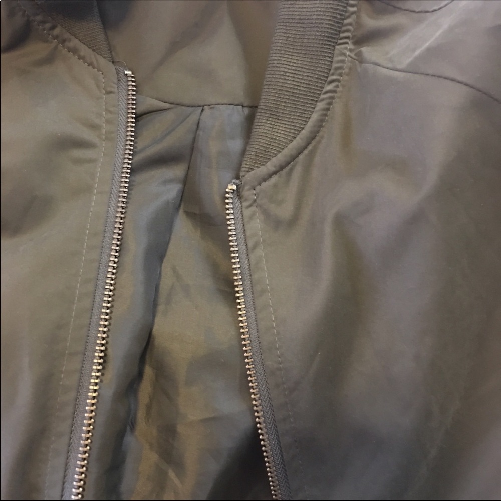 Olive Longline Bomber Jacket - Picture 4 of 5